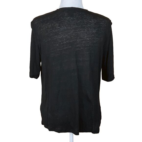 Gerry Weber Black Linen Top US 12 Studded Draped Cowl Neck Short Sleeves - Picture 3 of 8